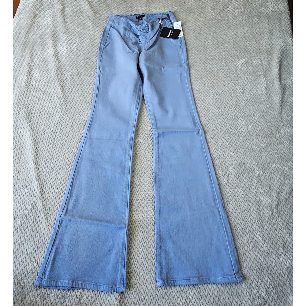Playboy by PacSun Jeans Womens Size 26 High Rise Ruched Flare Blue NWT